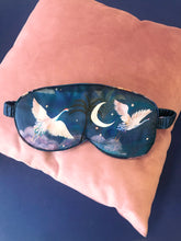 Load image into Gallery viewer, Navy Silk eye masks for sleep or meditation in beautiful 'wonderous print' hand painted designs