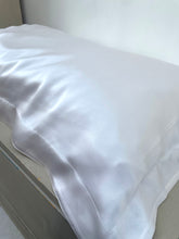 Load image into Gallery viewer, Cream and neutral Silk Pillowcase in hand painted 'Graceful' print, Oxford style Pillowcase