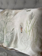 Load image into Gallery viewer, Cream and neutral Silk Pillowcase in hand painted 'Graceful' print, Oxford style Pillowcase