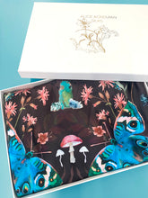 Load image into Gallery viewer, Butterfly 'Nectar' print silk slip dress with crystals and mushrooms