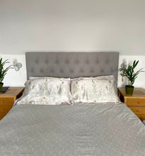 Load image into Gallery viewer, Cream and neutral Silk Pillowcase in hand painted 'Graceful' print, Oxford style Pillowcase