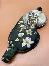 Load image into Gallery viewer, Green silk eye masks for sleep or meditation in beautiful 'Embrace' print hand painted designs