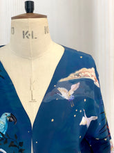 Load image into Gallery viewer, Blue Silk Kimono Jacket in the dreamy &#39;Wonderous&#39; print, size L/XL