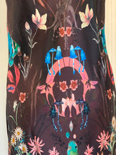 Load image into Gallery viewer, Butterfly 'Nectar' print silk slip dress with crystals and mushrooms