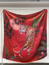 Load image into Gallery viewer, Red tiger print large silk scarf