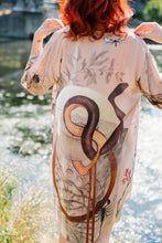 Load image into Gallery viewer, Silk &#39;Mirage&#39; Kimono Jacket, handmade and unique illustrations size S/M- luxury lounging or evening wear by Alice Acreman Silks