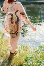 Load image into Gallery viewer, Silk &#39;Mirage&#39; Kimono Jacket, handmade and unique illustrations size S/M- luxury lounging or evening wear by Alice Acreman Silks