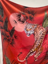 Load image into Gallery viewer, Red tiger print large silk scarf