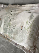 Load image into Gallery viewer, NEW Cream and neutral Silk Pillowcase in hand painted &#39;Graceful&#39; print, Oxford style Pillowcase