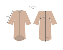 Load image into Gallery viewer, Silk &#39;Mirage&#39; Kimono Jacket, handmade and unique illustrations size S/M- luxury lounging or evening wear by Alice Acreman Silks