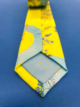 Load image into Gallery viewer, Vibrant yellow and pale blue ‘Luciferin’ floral silk tie