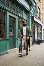 Load image into Gallery viewer, Green silk robe with belt in &#39;Forest&#39; hand-painted design