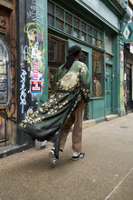 Load image into Gallery viewer, Green silk robe with belt in &#39;Forest&#39; hand-painted design