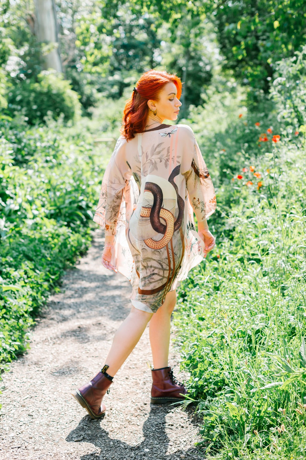Silk 'Mirage' Kimono Jacket, handmade and unique illustrations size S/M- luxury lounging or evening wear by Alice Acreman Silks