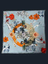 Load image into Gallery viewer, light blue Luxury Silk Pocket Square 'Evolution' floral print