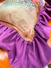 Load image into Gallery viewer, Silk wild cat and tropical print &#39;Panthera&#39; cushion with big magenta frill trim