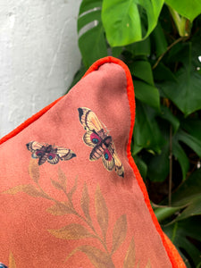 Koi watercolour art Cushion 'Golden pool' double sided design with fish illustration, made from Vegan friendly Suede