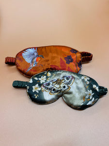 Copper silk eye masks for sleep or meditation in beautiful 'Wild' print hand painted designs