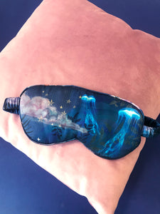 Navy Silk eye masks for sleep or meditation in beautiful 'wonderous print' hand painted designs