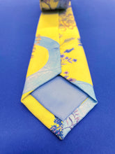 Load image into Gallery viewer, Vibrant yellow and pale blue ‘Luciferin’ floral silk tie