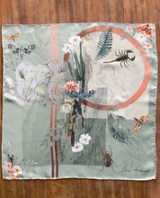 Load image into Gallery viewer, Sage green Luxury Silk Pocket Square  &#39;Mirage&#39; print