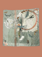 Load image into Gallery viewer, Sage green Luxury Silk Pocket Square  'Mirage' print
