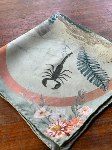 Sage green Luxury Silk Pocket Square  'Mirage' print