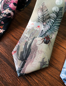 Sage Green Luxury Silk Pocket Square and tie men's Gift set 'Mirage' design inspired by Arizona Desert