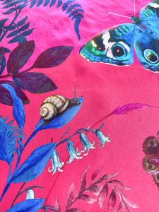 Fuchsia Pink Silk Tie and pocket square set in 'Nectar' butterfly print