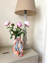 Load image into Gallery viewer, Peach botanical &#39;Panthera&#39; skinny Silk scarf, delicate, lightweight Twilly style scarf accessory with animal print texture