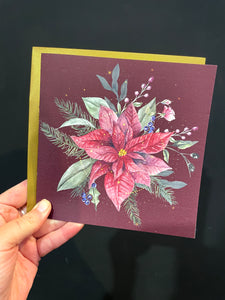 Festive Greetings cards, Pack of 6 with hand painted Christmas illustrations