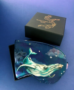 Navy Silk eye masks for sleep or meditation in beautiful 'wonderous print' hand painted designs