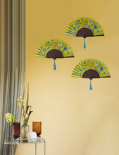 Load image into Gallery viewer, Set of three silk folding hand fan with hand painted nature artwork