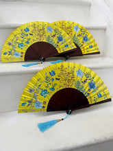 Load image into Gallery viewer, Set of three silk folding hand fan with hand painted nature artwork