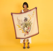 Load image into Gallery viewer, Purple and cream &quot;Akkadian Silk&quot; square Silk scarf