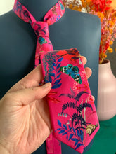 Load image into Gallery viewer, Fuchsia Pink Silk Tie and pocket square set in &#39;Nectar&#39; butterfly print