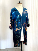 Load image into Gallery viewer, Blue Silk Kimono Jacket in the dreamy &#39;Wonderous&#39; print, size L/XL