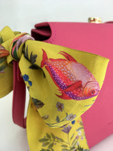 Load image into Gallery viewer, Golden Yellow &#39;Skinny&#39; Silk scarf in the botanical  &#39;Enticement&#39; Print, delicate, lightweight scarf accessory