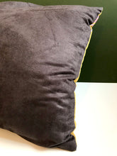 Load image into Gallery viewer, Large Yellow Cushion &#39;Reptila&#39; with watercolour lizard design in Vegan friendly Suede