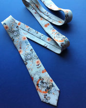 Load image into Gallery viewer, pale blue Silk Tie with floral pattern &#39;Evolution&#39; Men&#39;s Luxury Silk necktie
