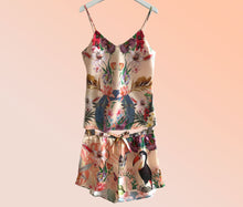 Load image into Gallery viewer, Silk Pyjamas- Set Cami and Shorts in &#39;Eden&#39; Tropical Meadow Print, luxury lounge wear