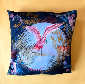Giant Navy Blue floor cushion 'Ripple' with spoonbill design