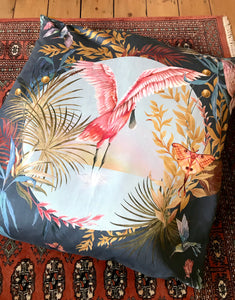 Giant Navy Blue floor cushion 'Ripple' with spoonbill design