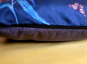 Giant Navy Blue floor cushion 'Ripple' with spoonbill design