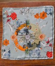 Load image into Gallery viewer, Pale blue Luxury Silk Pocket Square  &#39;evolution&#39; print