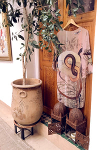 Silk 'Mirage' Kimono Jacket, handmade and unique illustrations size S/M- luxury lounging or evening wear by Alice Acreman Silks