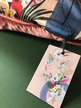 Load image into Gallery viewer, Silk Satin and Velvet Silk Cushion &#39;Balmy&#39; large square cushion with design tropical print