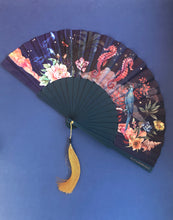 Load image into Gallery viewer, Wonderous Silk Fan with luxurious Gold tassel, part of the Mysa Collection