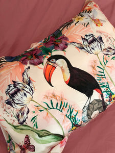 Botanical Silk Pillowcase in hand painted 'Eden' print, Oxford Pillowcase