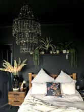 Load image into Gallery viewer, Indigo blue &#39;Dragonfly&#39; Cushion with poppy seed heads, made from Vegan Suede